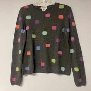 Talbots Womens Sm 100% Cashmere Sweater Rainbow Long Sleeve Teacher Preppy